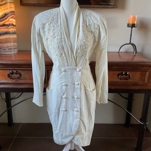 Rhonda Harness Formal/Wedding Sequin/Appliqué Dress. Off-White. Size 8.